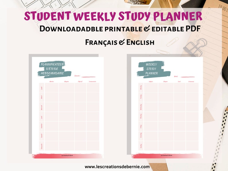 weekly study planner weekly revision worksheet printable