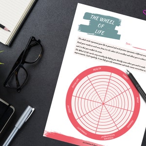 Wheel of life printable life coaching life balance wheel self improvement Wheel of balance worksheet INSTANT DOWNLOAD PDF Gift for her