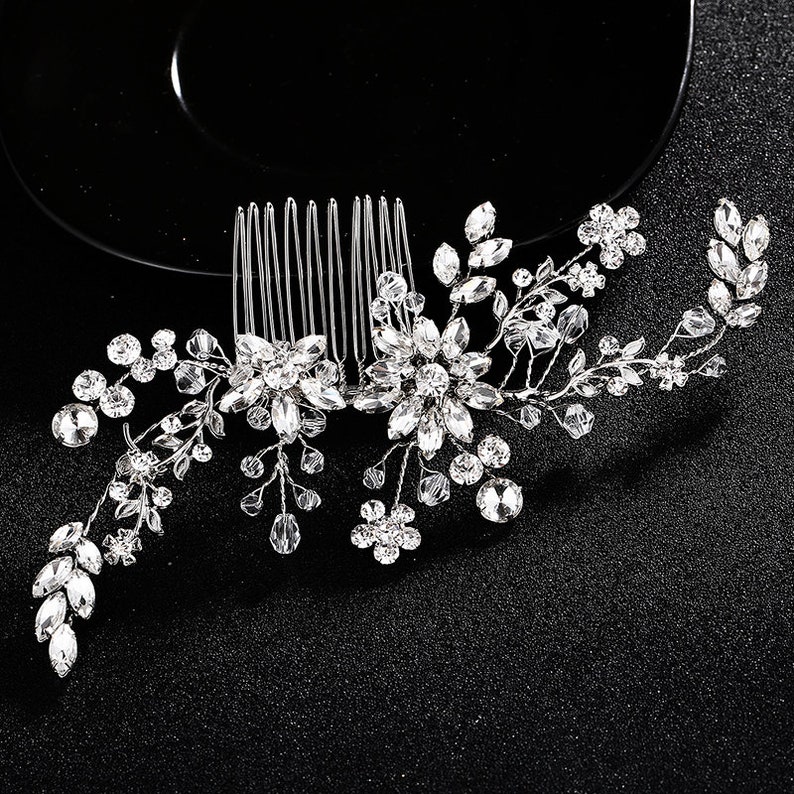 Crystal Rhinestone Hair Combs Flower Hair Clips for Wedding Women Jewelry Hair Accessories Bridal Comb Girls Headwear Head Stick