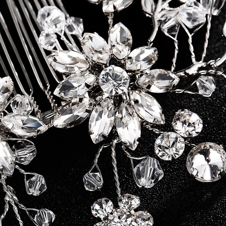 Crystal Rhinestone Hair Combs Flower Hair Clips for Wedding Women Jewelry Hair Accessories Bridal Comb Girls Headwear Head Stick