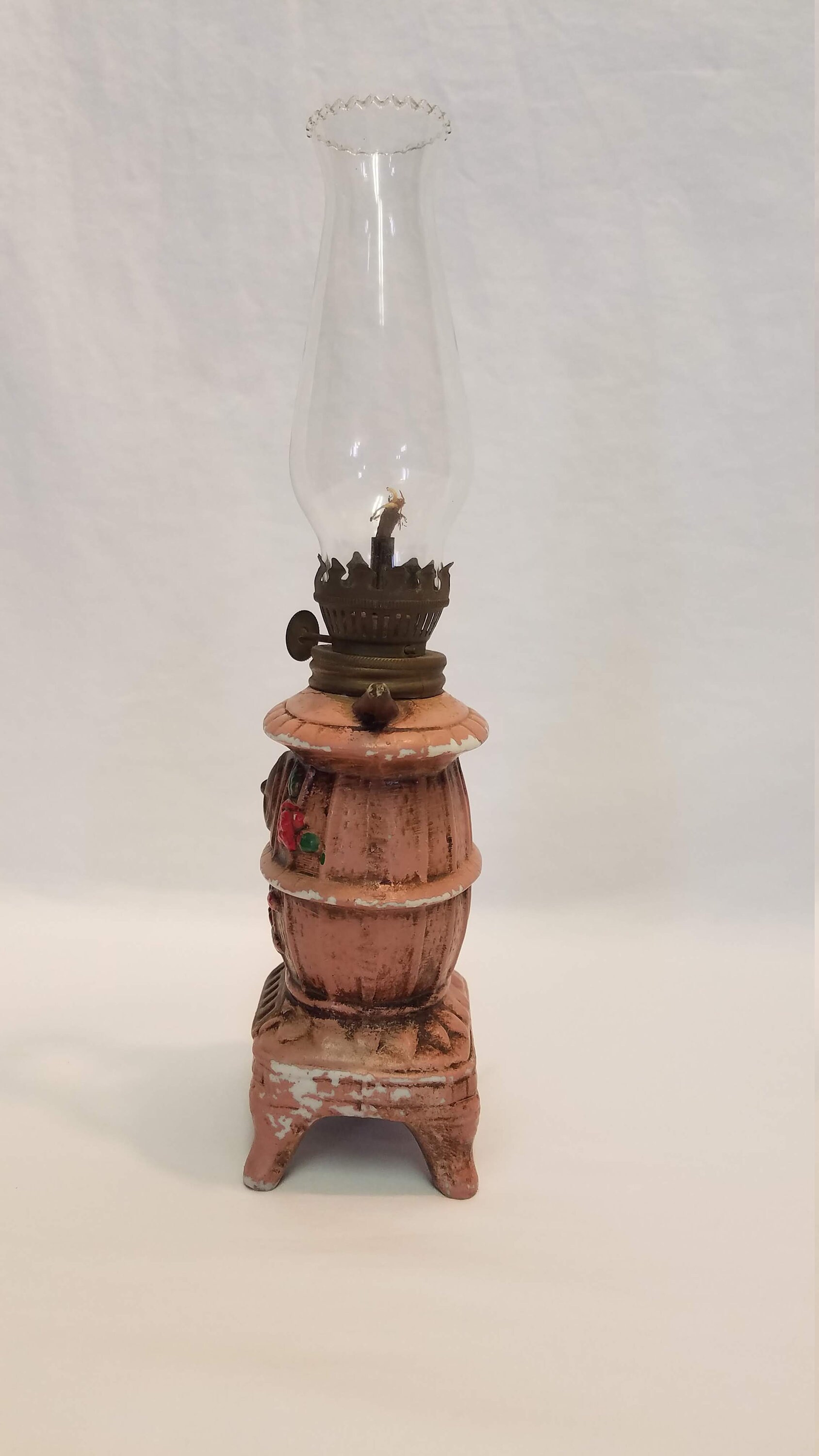 Vintage Ceramic Pot Belly Stove Oil Lamp Etsy