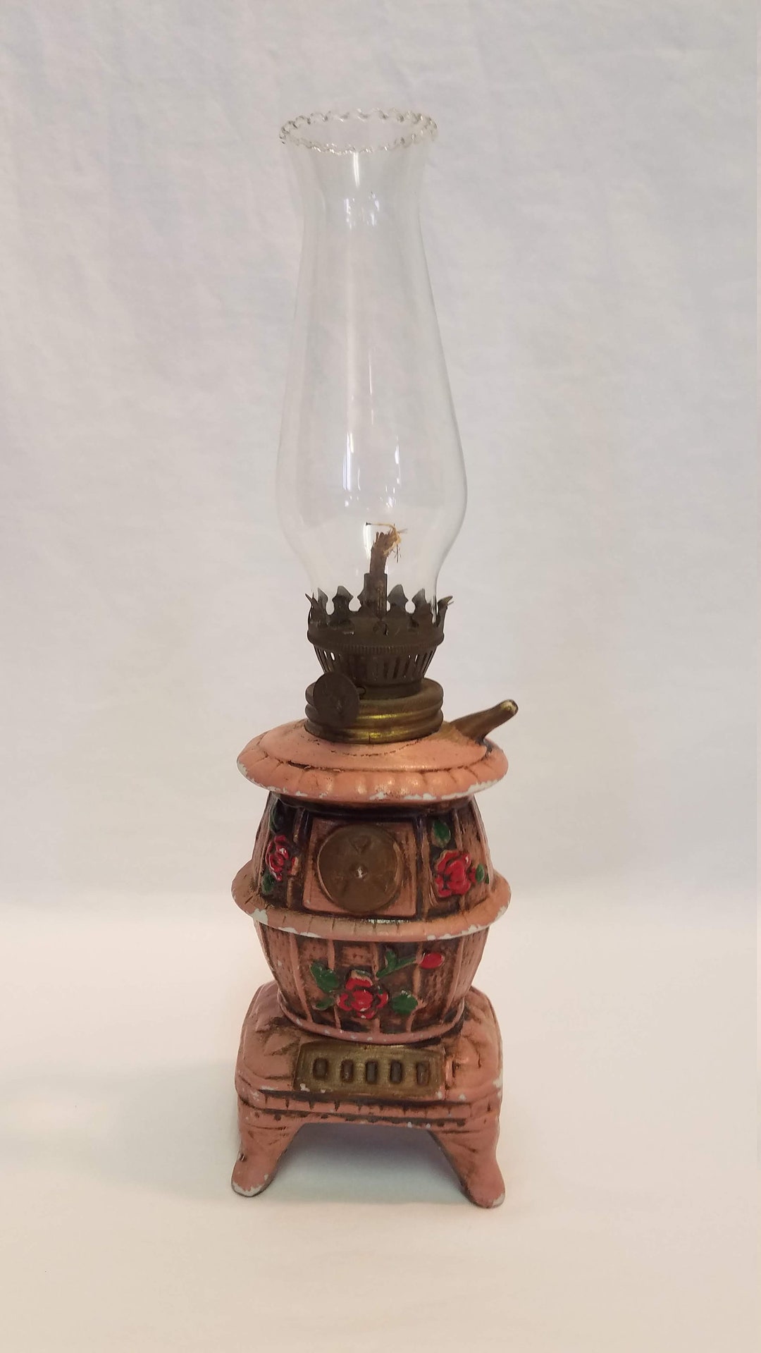 Vintage Ceramic Pot Belly Stove Oil Lamp Etsy