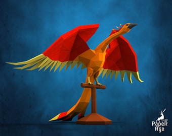 Phoenix, Papercraft, Pepakura, Lowpoly, Low Polygon, 3D Papercraft, handmade, Paper Sculptures, DIY origami, Design, Decor