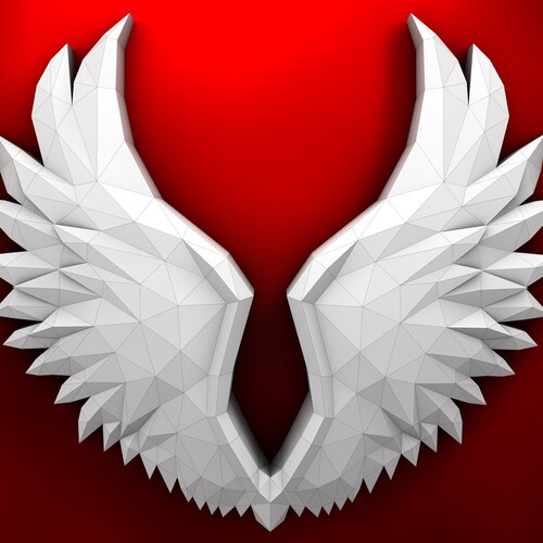 Angel wings, Papercraft, Pepakura, Lowpoly, Low Polygon, 3D Papercraft, handmade, Paper Sculptures, DIY origami, Decor,