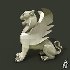 Griffin, Gryphon, Griffon, Papercraft, Pepakura, Lowpoly, Low Polygon, 3D Papercraft, handmade, Paper Sculptures, DIY origami, Design, Decor