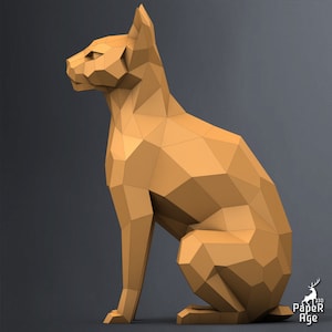 Gatto, Gatto Sfinge, Gatto Sfinge, Papercraft, Pepakura, Lowpoly, Poligono basso, Papercraft 3D, fatto a mano, Sculture di carta, Origami fai da te, Design