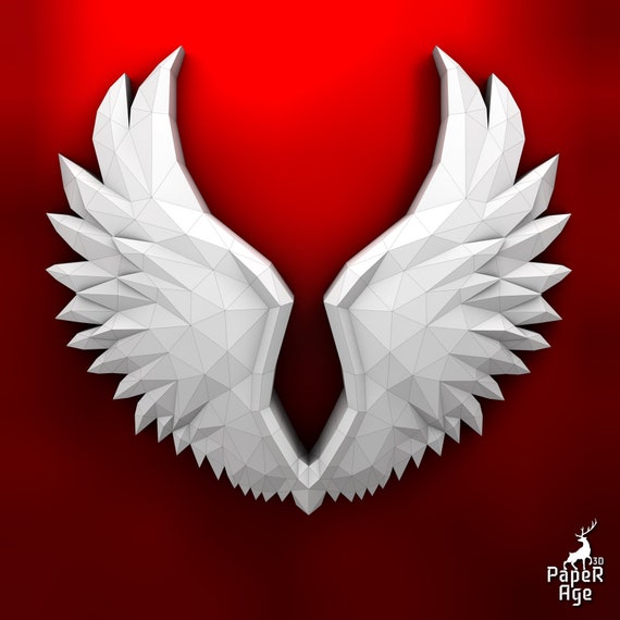 Angel wings, Papercraft, Pepakura, Lowpoly, Low Polygon, 3D Papercraft, handmade, Paper Sculptures, DIY origami, Decor,