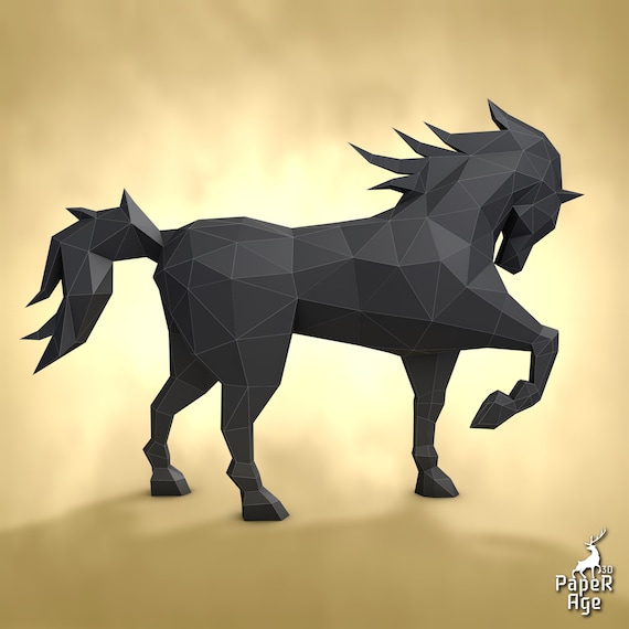 Horse Papercraft Pepakura Lowpoly Low Polygon 3d Papercraft Handmade Paper Sculptures Diy Origami Design Decor