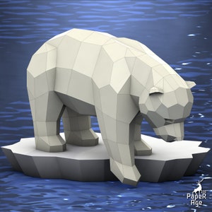 Orso polare, Orso bianco, orsetto, Papercraft, Pepakura, Lowpoly, Poligono basso, Papercraft 3D, sculture di carta fatte a mano Design origami fai da te