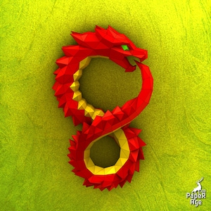 Ouroboros, Snake, Dragon, Papercraft, Pepakura, Lowpoly, 3D Papercraft, handmade, Paper Sculptures, DIY origami, Decor, Design, Fantasy