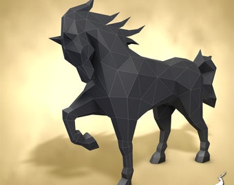 Horse, Papercraft, Pepakura, Lowpoly, Low Polygon, 3D Papercraft, handmade, Paper Sculptures, DIY origami, Design, Decor