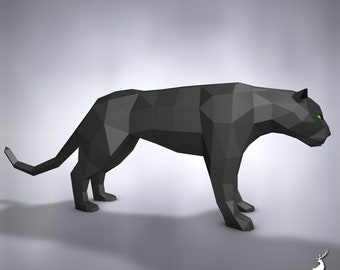 Black Panther, Papercraft, Pepakura, Lowpoly, Low Polygon, 3D Papercraft, handmade, Paper Sculptures, DIY origami