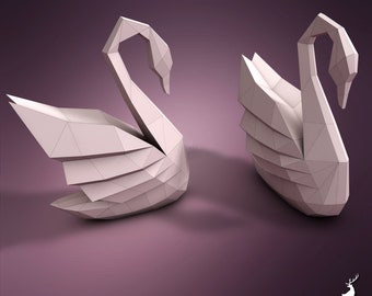 Swan, Papercraft, Pepakura, Lowpoly, Low Polygon, 3D Papercraft, handmade, Paper Sculptures, DIY origami