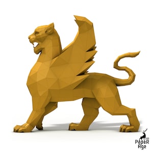 Griffin, Gryphon, Griffon, Papercraft, Pepakura, Lowpoly, Low Polygon, 3D Papercraft, handmade, Paper Sculptures, DIY origami, Design, Decor