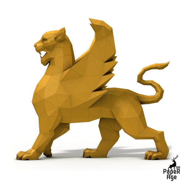 Griffin, Gryphon, Griffon, Papercraft, Pepakura, Lowpoly, Low Polygon, 3D Papercraft, handmade, Paper Sculptures, DIY origami, Design, Decor