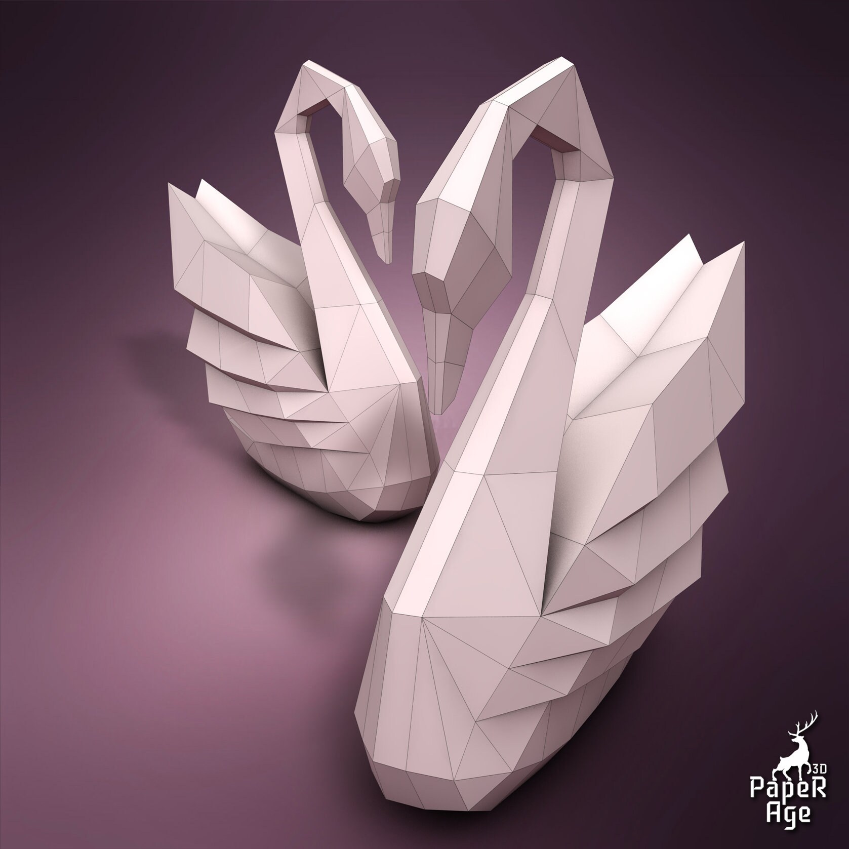 Swan, Papercraft, Pepakura, Lowpoly, Low Polygon, 3D Papercraft ...