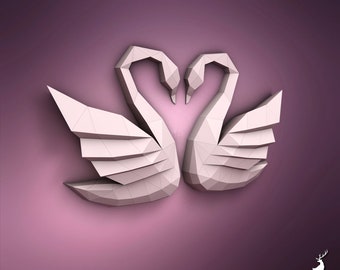Cisne, Papercraft, Pepakura, Lowpoly, Low Polygon, 3D Papercraft, hecho a mano, Esculturas de papel, origami DIY