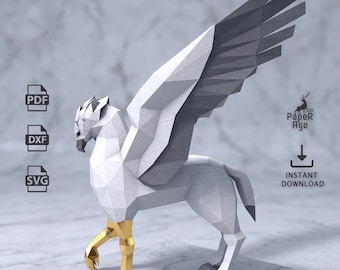 Hippogriff, Papercraft, Pepakura, Lowpoly, Low Polygon, 3D Papercraft, handmade, Paper Sculptures, DIY origami