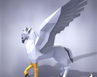 Hippogriff, Papercraft, Pepakura, Lowpoly, Low Polygon, 3D Papercraft, handmade, Paper Sculptures, DIY origami