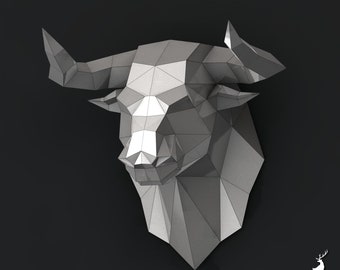 Bull, Papercraft, Pepakura, Lowpoly, Low Polygon, 3D Papercraft, handmade, Paper Sculptures, DIY origami, Design, Decor