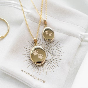 Paw Print Locket Oval Locket, Personalized Jewelry, Custom Pet Photo Engraving