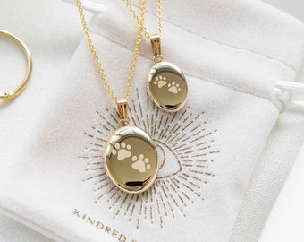 Paw Print Locket Oval Locket, Personalized Jewelry, Custom Pet Photo Engraving