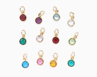 ADD-ON Gold Filled 4mm Birthstone Charms, Swarovski Channel Charms, Bead Dangles, Necklace Charm, Personalized Jewelry