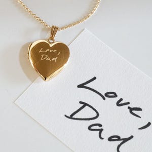 Handwritten Note Heart Locket, Minimalist Personalized Gifts, Engraved Locket With Photo, Bridesmaid Gifts