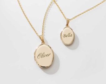 Personalized Name Oval Locket, 14K Gold Filled, Silver, Handmade Gifts