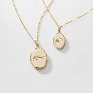 Personalized Name Oval Locket, 14K Gold Filled, Silver, Handmade Gifts