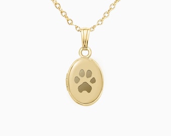 Custom Paw Print Oval Locket, Personalized Pet Jewelry