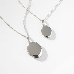 Sterling Silver Oval Locket, Photo Necklace, Minimalist Personalized Gifts