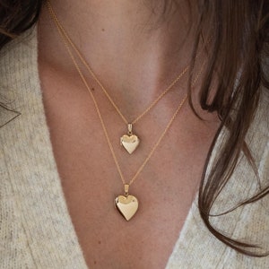 14K Solid Gold Heart Gold Locket, Minimalist Personalized Gifts, Engraved Locket With Photo