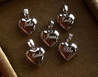 Name Personalized Heart Locket, Minimalist Personalized Gifts, Engraved Locket With Photo, Bridesmaid Gifts, Silver, Gold Filled, Solid Gold