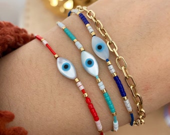 Evil Eye Cord Bracelet, Protection Bracelet, Lucky Bracelet