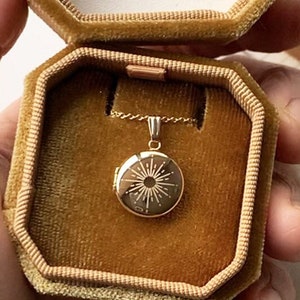 Sunshine Sun Dainty Round Mini Locket, Personalized Gifts, Engravable Necklace Locket image 4