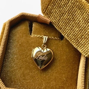 Name Personalized Heart Mini Locket, Minimalist Personalized Gifts, Engravable Necklace Locket image 1