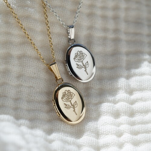Rose Heart Mini Locket Necklace 14K Solid Gold Locket Etsy