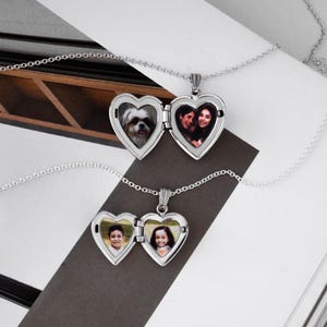 Personalized Heart Initial Letter Locket Necklace, Engraved Photo Keepsake, Gold Filled Sterling Silver image 3