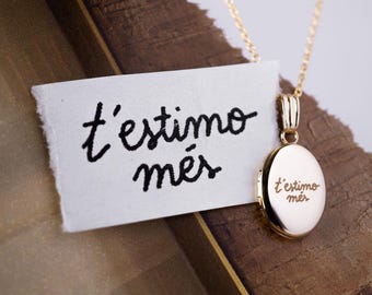 Handwritten Note Oval Locket, Gold Filled, Silver, Solid Gold Locket, Custom Handwriting Engraved Locket With Photo