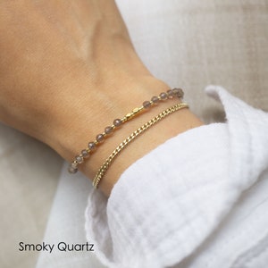 Dainty Healing Crystal Gemstone Bracelet, Amethyst, Rose Quartz, Bead Bracelet, Friendship Bracelet, Tiny 2mm-3mm beads image 8