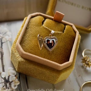 Personalized Heart Initial Letter Locket Necklace, Engraved Photo Keepsake, Gold Filled Sterling Silver image 5