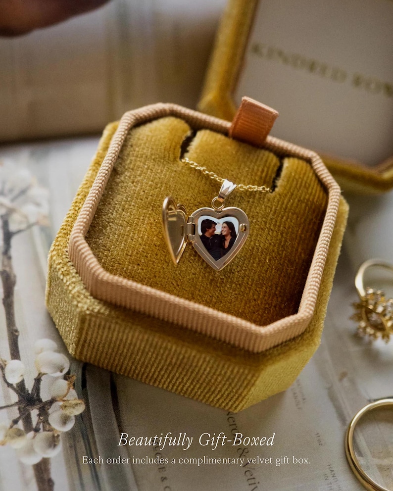 Personalized Heart Initial Letter Locket Necklace, Engraved Photo Keepsake, Gold Filled Sterling Silver image 5