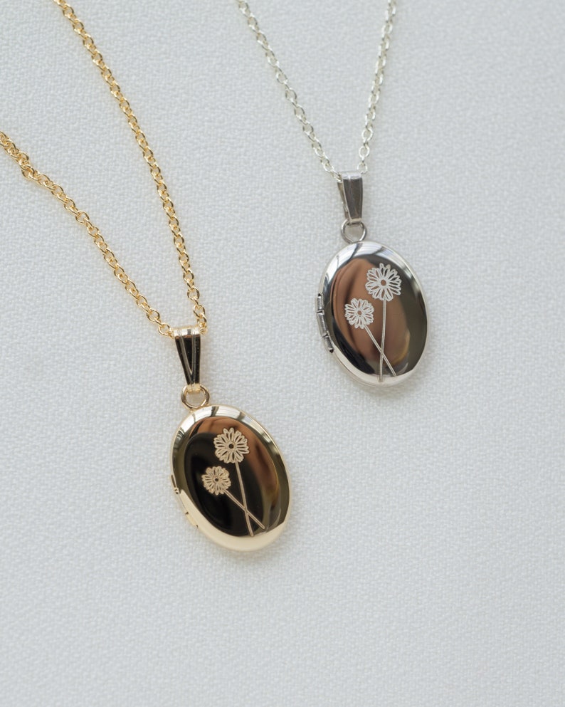 Daisy Locket Necklace 14K Solid Gold Gold Filled Locket Etsy
