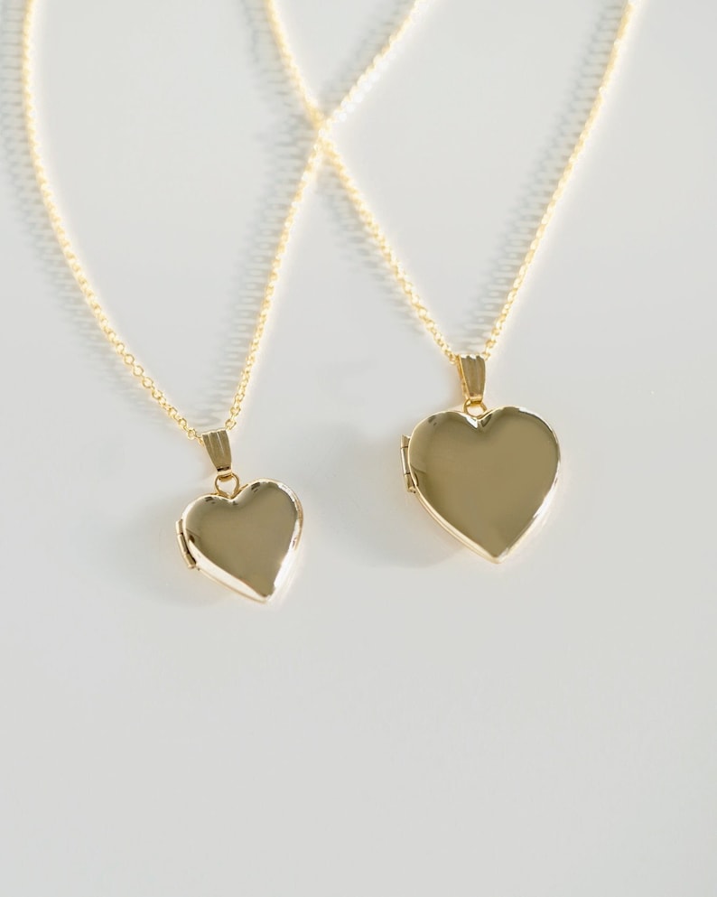 Gold Filled Heart Locket, Photo Necklace, Minimalist Personalized Gifts image 1