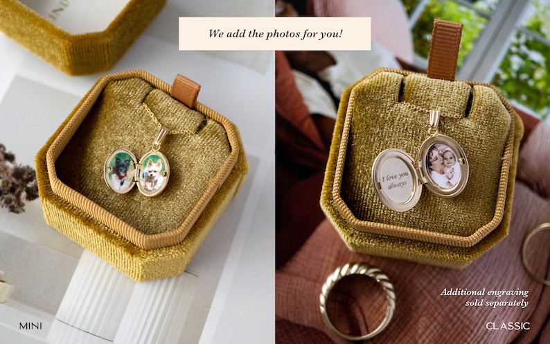 Gingko Oval Locket Necklace, Personalized Gifts, Photo Locket image 3