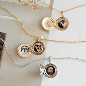 Mini medallón redondo con diseño de estrella de sol, regalo personalizado, medallón grabado, chapado en oro, plata, medallón de oro macizo imagen 3