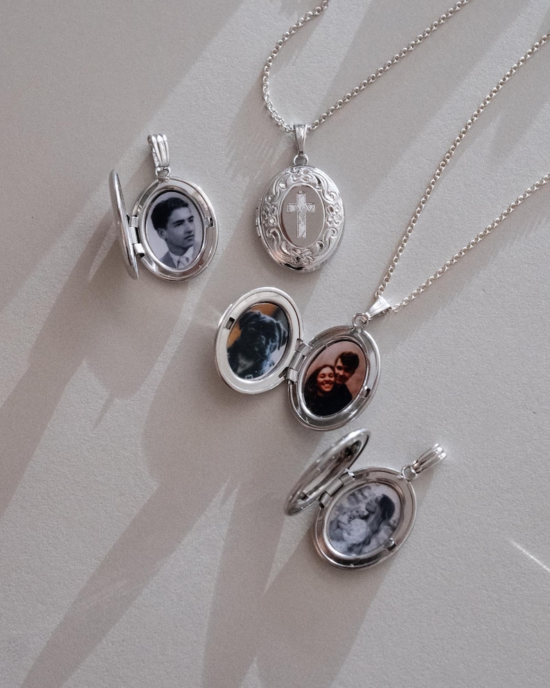 Locket Chain Plus Sign Cross Scribed Oval Locket, Gold Filled, Silver, Solid Gold Locket ...