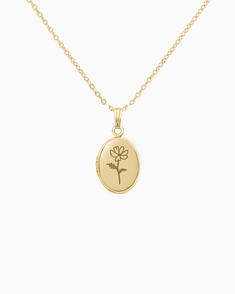 Cosmo Flower Oval Locket 14K Gold Silver Locket Gifts - Etsy