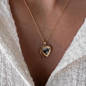 Personalized Heart Initial Letter Locket Necklace, Engraved Photo Keepsake, Gold Filled Sterling Silver image 2